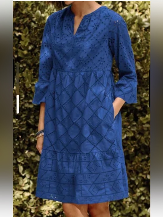 J. Jill Dresses & Skirts - J. Jill Royal Blue Tiered Eyelet Dress